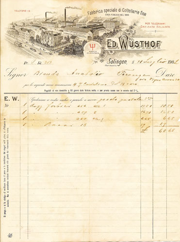 1902 residuo ordine fattura wusthof